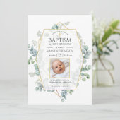Eucalyptus Geometric Baptisme 1st Birthday Kaart (Staand voorkant)