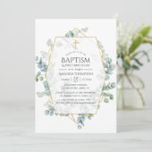 Eucalyptus Geometric Baptisme 1st Birthday Kaart (Staand voorkant)