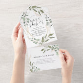 Eucalyptus Geometric Book Request Baby shower All In One Uitnodiging (Afscheurbaar)