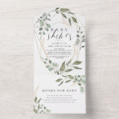 Eucalyptus Geometric Book Request Baby shower All In One Uitnodiging (Binnen)