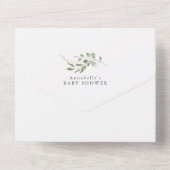 Eucalyptus Geometric Book Request Baby shower All In One Uitnodiging (Achterkant)