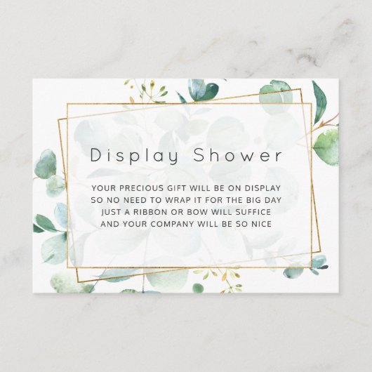 Eucalyptus Geometric Bridal Display Shower Informatiekaartje (Voorkant)