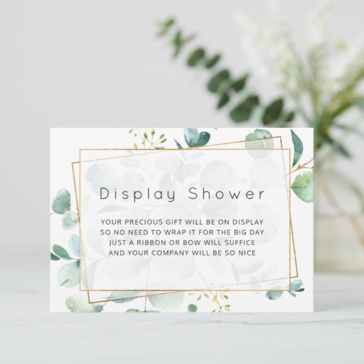 Eucalyptus Geometric Bridal Display Shower Informatiekaartje (Staand voorkant)