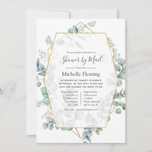 Eucalyptus Geometric Bridal of Baby shower per pos Kaart (Voorkant)