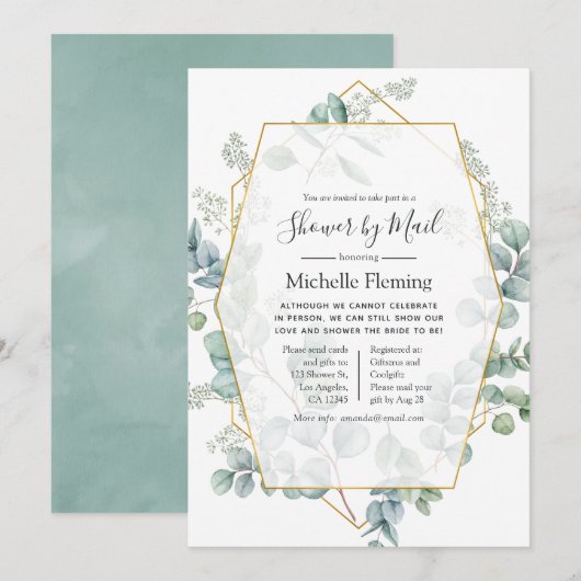 Eucalyptus Geometric Bridal of Baby shower per pos Kaart (Voorkant / Achterkant)