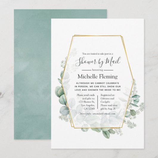 Eucalyptus Geometric Bridal of Baby shower per pos Kaart (Voorkant / Achterkant)