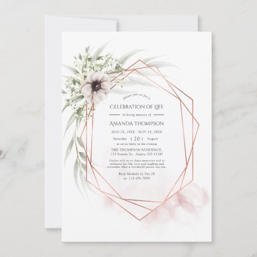 Eucalyptus Geometric Celebration of Life Kaart (Voorkant)