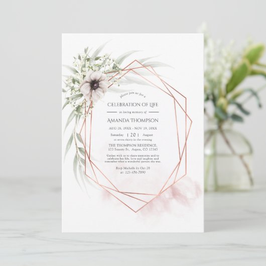 Eucalyptus Geometric Celebration of Life Kaart (Staand voorkant)