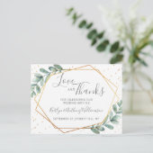 Eucalyptus Geometric Gold Foil Weddenschap Harteli Aankondigingskaart (Staand voorkant)