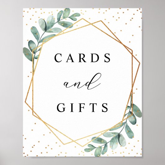 Eucalyptus Geometric Gold Foil WeddenSign Poster (Voorkant)