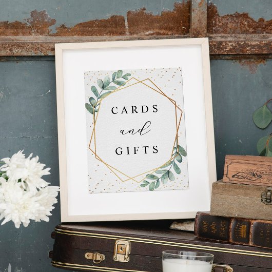 Eucalyptus Geometric Gold Foil WeddenSign Poster