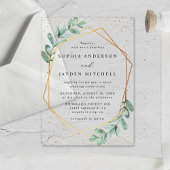 Eucalyptus Geometric Gold Foil Wedding Acryl Uitnodigingen