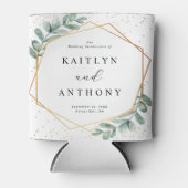 Eucalyptus Geometric Gold Foil Wedding Blikjeskoeler (Voorkant)