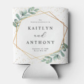 Eucalyptus Geometric Gold Foil Wedding Blikjeskoeler (Achterkant)