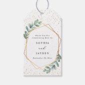 Eucalyptus Geometric Gold Foil Wedding Cadeaulabel (Voorkant)