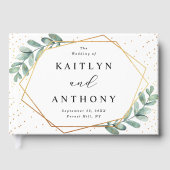 Eucalyptus Geometric Gold Foil Wedding Gastenboek (Voorkant)