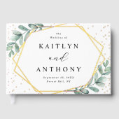 Eucalyptus Geometric Gold Foil Wedding Gastenboek (Voorkant)