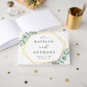 Eucalyptus Geometric Gold Foil Wedding Gastenboek
