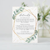Eucalyptus Geometric Gold Foil Wedding Informatiekaartje (Staand voorkant)