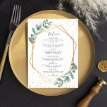 Eucalyptus Geometric Gold Foil Wedding Menu<br><div class="desc">Viel in stijl met deze elegante en zeer trendy trouwmenukaarten. De formulering is gemakkelijk te personaliseren met je eigen speciale voedselopties en je gasten zullen enthousiast zijn als ze deze superstijlvolle menu's ontvangen. Overeenkomende objecten zijn te vinden in het collectie.</div>