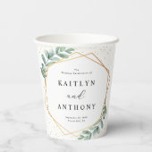 Eucalyptus Geometric Gold Foil Wedding Papieren Bekers (Achterkant)