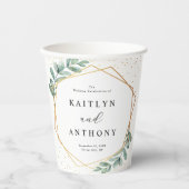 Eucalyptus Geometric Gold Foil Wedding Papieren Bekers (Voorkant)