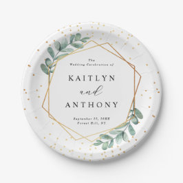 Eucalyptus Geometric Gold Foil Wedding Papieren Bordje