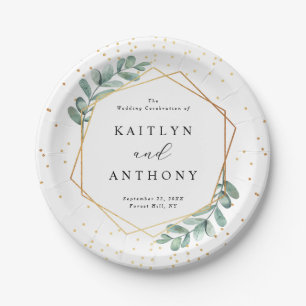 Eucalyptus Geometric Gold Foil Wedding Papieren Bordje