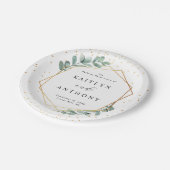 Eucalyptus Geometric Gold Foil Wedding Papieren Bordje (Gekanteld)