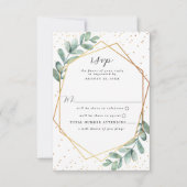 Eucalyptus Geometric Gold Foil Wedding RSVP Kaartje (Voorkant)