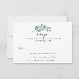 Eucalyptus Geometric Gold Foil Wedding RSVP Kaartje