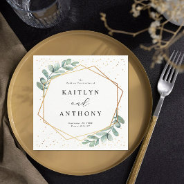Eucalyptus Geometric Gold Foil Wedding Servet