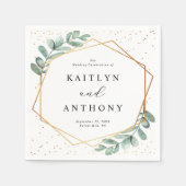 Eucalyptus Geometric Gold Foil Wedding Servet (Voorkant)
