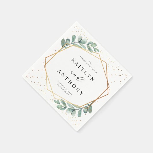 Eucalyptus Geometric Gold Foil Wedding Servet (Hoek)