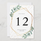 Eucalyptus Geometric Gold Foil Wedding Table Kaart (Voorkant)