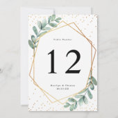 Eucalyptus Geometric Gold Foil Wedding Table Kaart (Achterkant)