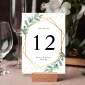 Eucalyptus Geometric Gold Foil Wedding Table Kaart