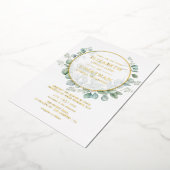 Eucalyptus Geometric Gold Wedding Folie Uitnodiging (Gedraaid)