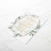 Eucalyptus Geometric Gold Weduwde Folie Uitnodigin Folie Uitnodiging (Gedraaid)