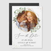 Eucalyptus Geometric Photo Save the Date Magnet (Voorkant / Achterkant)