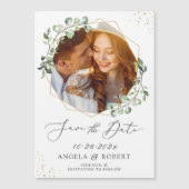 Eucalyptus Geometric Photo Save the Date Magnet (Voorkant)