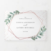 Eucalyptus Geometric Roos Gold Foil Weddenschap Drieluik Uitnodiging (Cover)