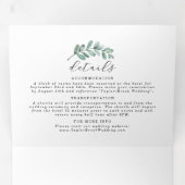 Eucalyptus Geometric Roos Gold Foil Weddenschap Drieluik Uitnodiging (Binnenzijde eerst)