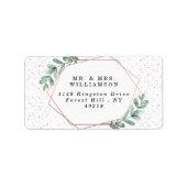Eucalyptus Geometric Roos Gold Foil Weddenschap Etiket (Voorkant)