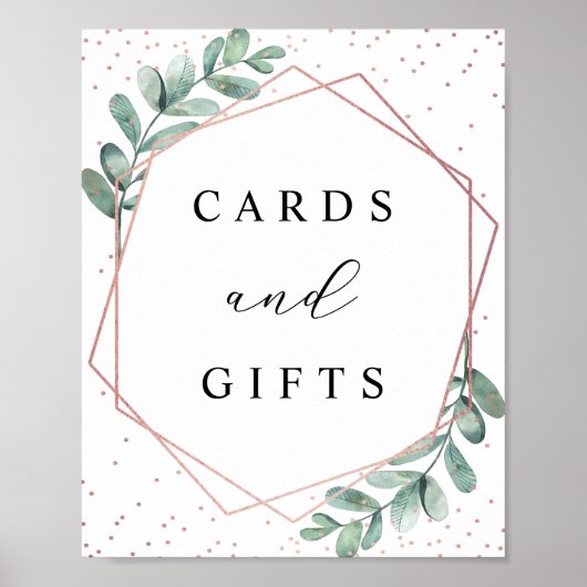 Eucalyptus Geometric Roos Gold Foil Weddenschap Poster (Voorkant)