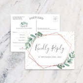 Eucalyptus Geometric Roos Gold Foil Weddenschap RS Aankondigingskaart