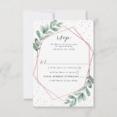 Eucalyptus Geometric Roos Gold Foil Weddenschap RSVP Kaartje (Voorkant)