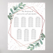 Eucalyptus Geometric Roos Gold Foil Weddentable Poster (Voorkant)