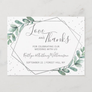 Eucalyptus Geometric Silver Foil Weddenschap Bedan Aankondigingskaart
