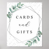 Eucalyptus Geometric Silver Foil Weddenschap Poster (Voorkant)